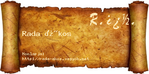 Rada Ákos névjegykártya